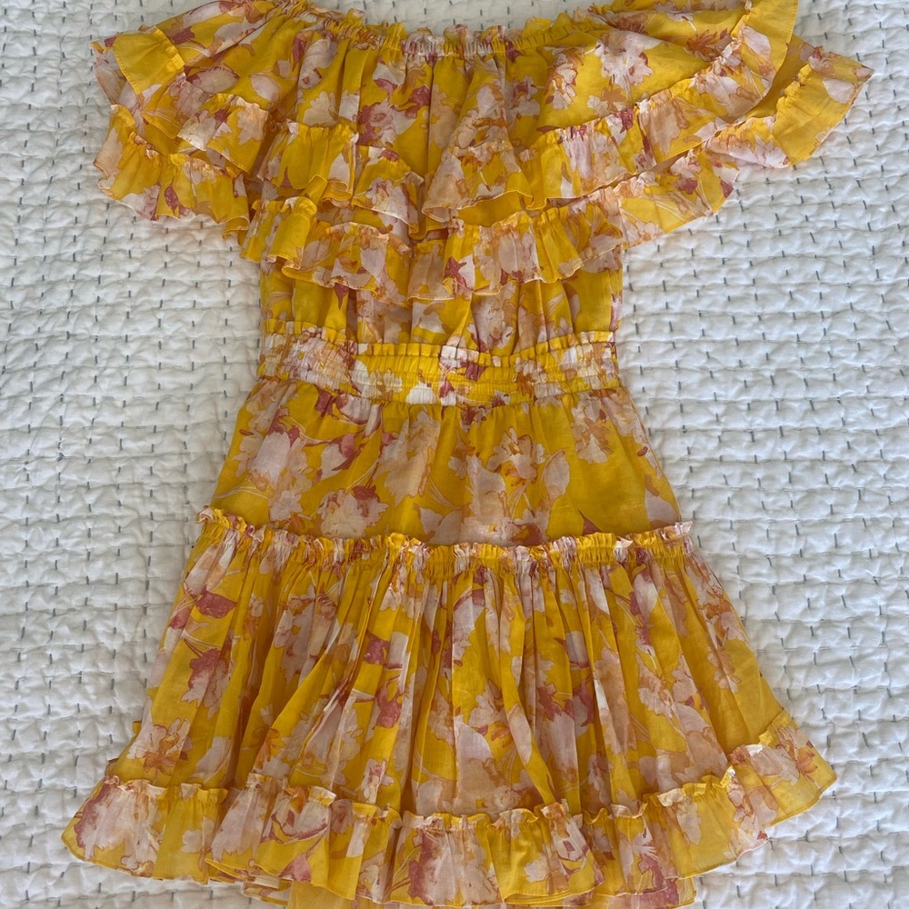 MISA off the shoulder ruffle dress